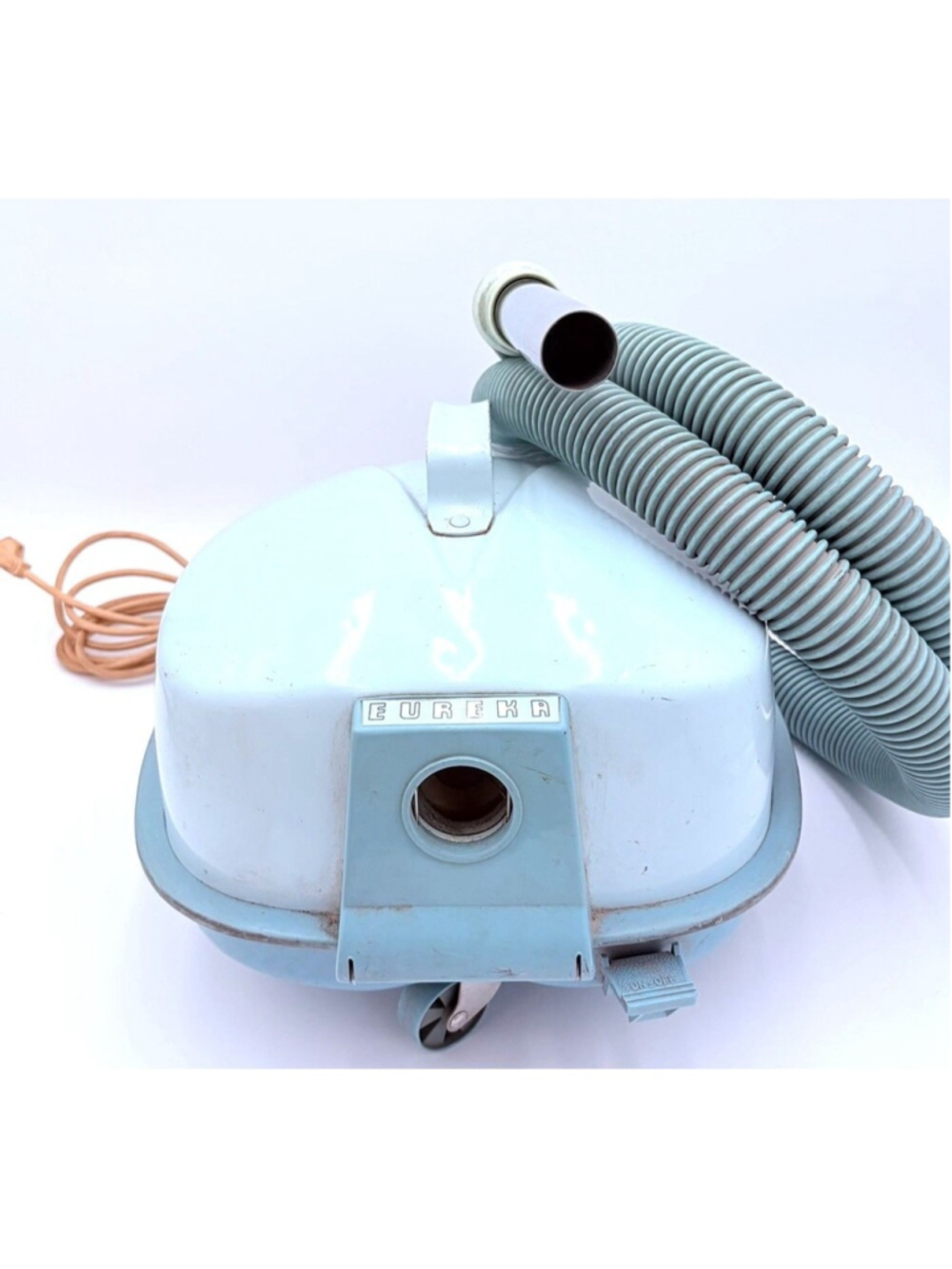 Rare Vintage Eureka Model 500 Canister Vacuum Blue Mid Century Atomic WORKS